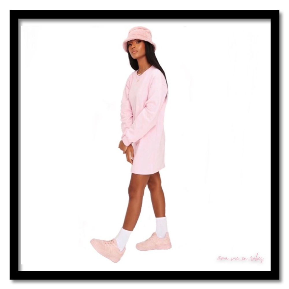 Baby Pink Soft Cotton Sweatshirt/Mini Dress